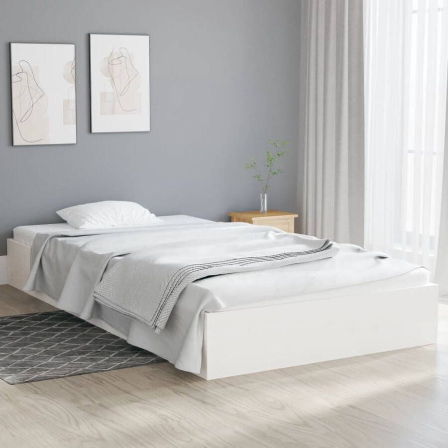 The Living Store Bedframe massief hout wit 90x200 cm Bed