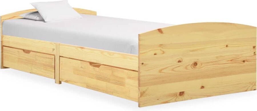 The Living Store Houten Bedframe Met Lades 204 x 96 x 47.5 cm Massief Grenenhout