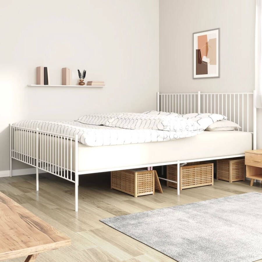 The Living Store Bedframe Staal 207 x 198 x 90.5 cm Robuust en functioneel Robuust Bedframe Staal Bedframe Wit Bedframe Modern Bedframe Minimalistisch Bedframe - Foto 2