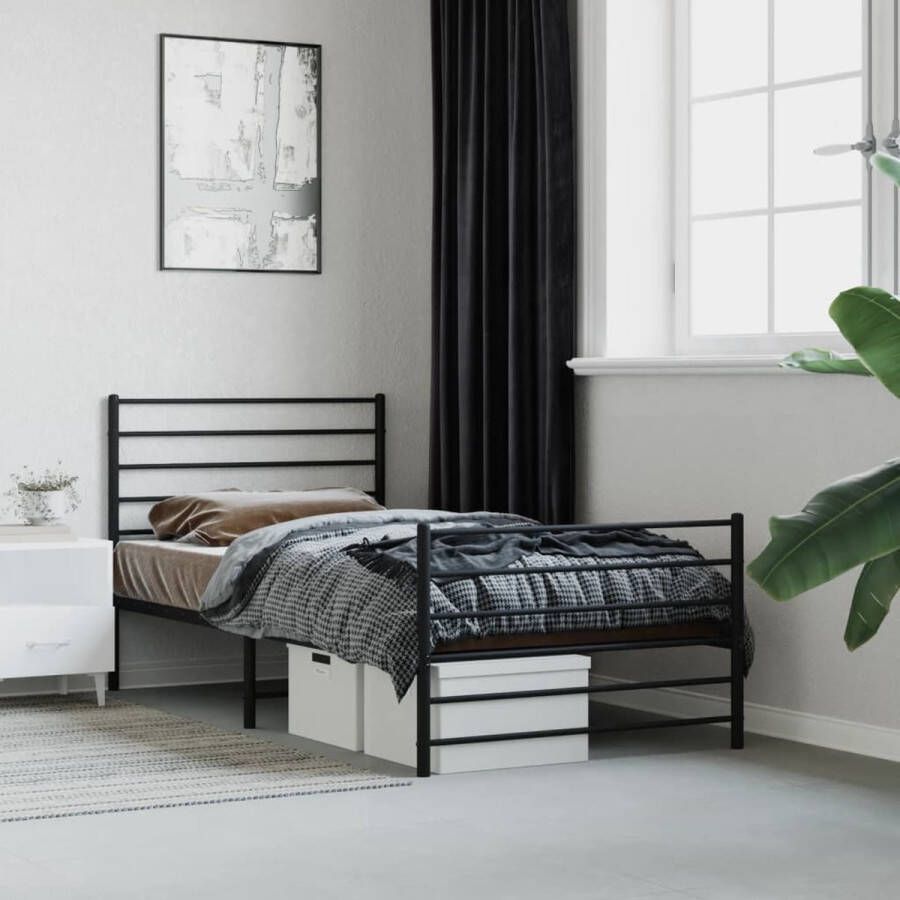 The Living Store Klassiek Metalen Bedframe Enkel Zwart 207 x 105 x 90 cm Robuust en Functioneel Robuust Bedframe Metalen Bedframe Enkelbed Zwart Bedframe Staal Bedframe - Foto 4