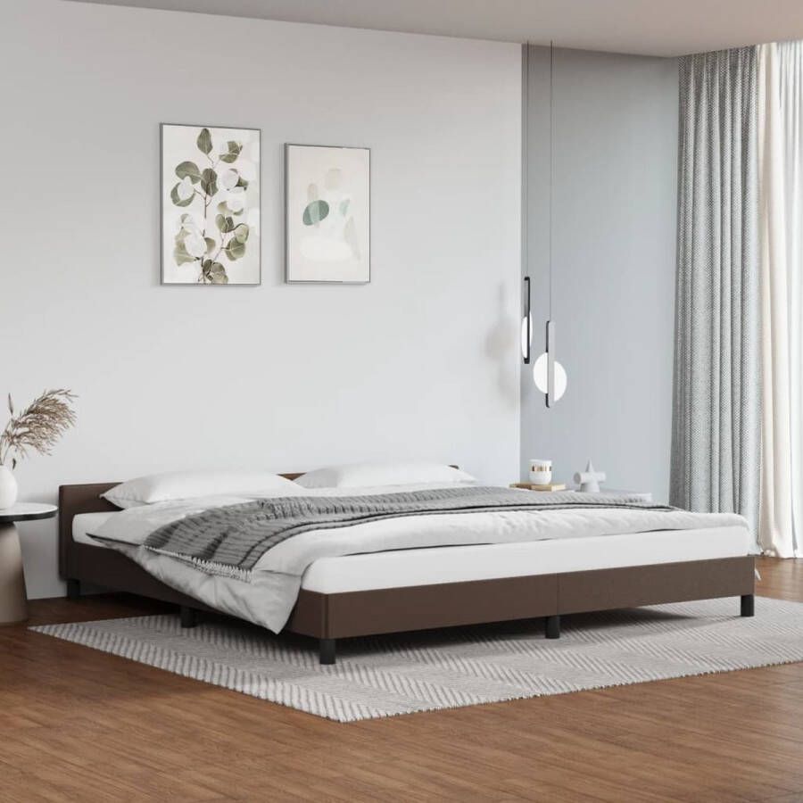 The Living Store Bedframe met hoofdbord kunstleer bruin 200x200 cm Bedframe Met Hoofdbord Bedframes Met Hoofdborden Bedframe Bed Slaapmeubel Bedbodem Ledikant Eenpersoonsbed Slaapbed Bedframes Bedden - Foto 2