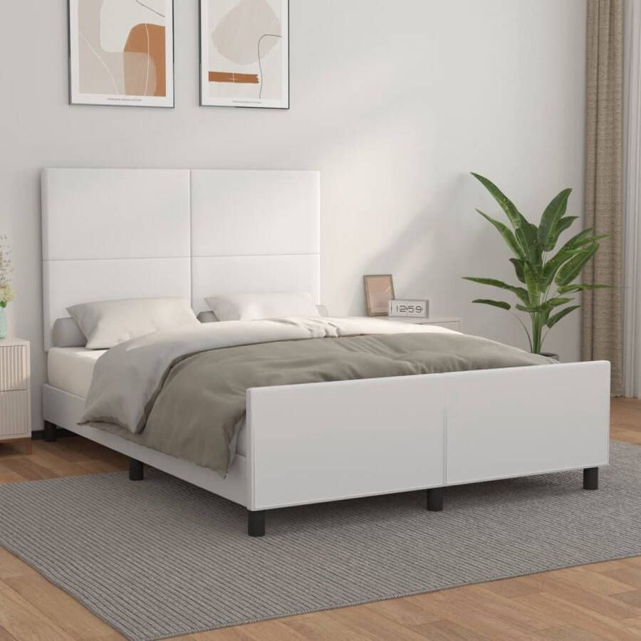 The Living Store Bedframe Met Verstelbaar Hoofdeinde Wit 193x146 cm Duurzaam Kunstleer