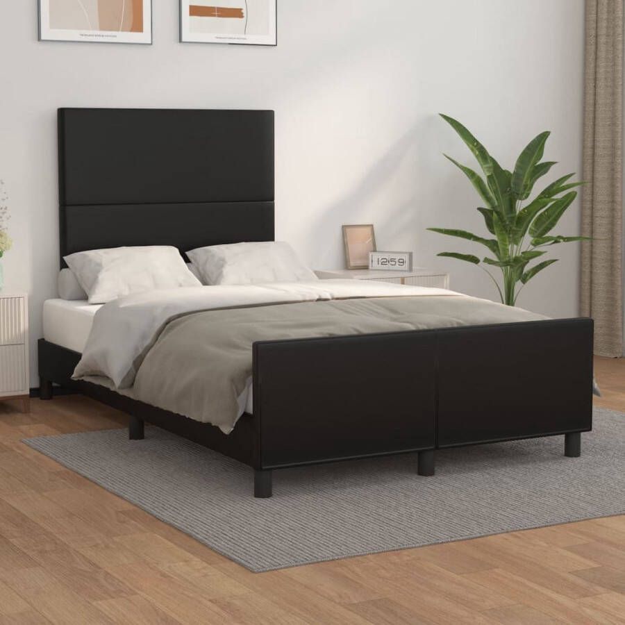 The Living Store Bedframe met hoofdbord kunstleer zwart 120x200 cm Bedframe Met Hoofdbord Bedframes Met Hoofdborden Bedframe Bed Slaapmeubel Bedbodem Ledikant Eenpersoonsbed Slaapbed Bedframes Bedden