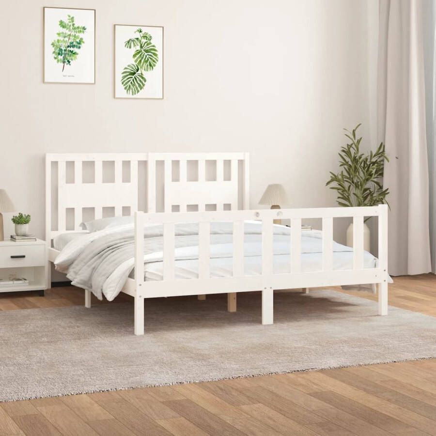 The Living Store Houten Bedframe Massief Grenenhout 205.5 x 165.5 x 69.5 cm Comfortabele ondersteuning