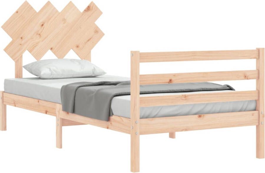 The Living Store Bedframe met hoofdbord massief hout 100x200 cm Bedframe Bedframes Bed Eenpersoonsbed Slaapkamermeubel Houten Bedframe Houten Bed Bedbodem Massief Houten Bedframe Ledikant Bedframe Met Hoofdeinde - Foto 3