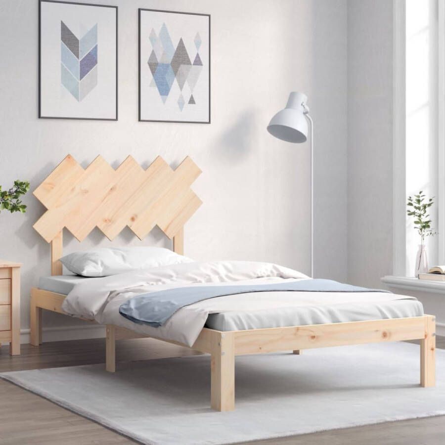 The Living Store Bedframe met hoofdbord massief hout 100x200 cm Bedframe Bedframes Bed Eenpersoonsbed Slaapkamermeubel Houten Bedframe Houten Bed Bedbodem Massief Houten Bedframe Ledikant Bedframe Met Hoofdeinde