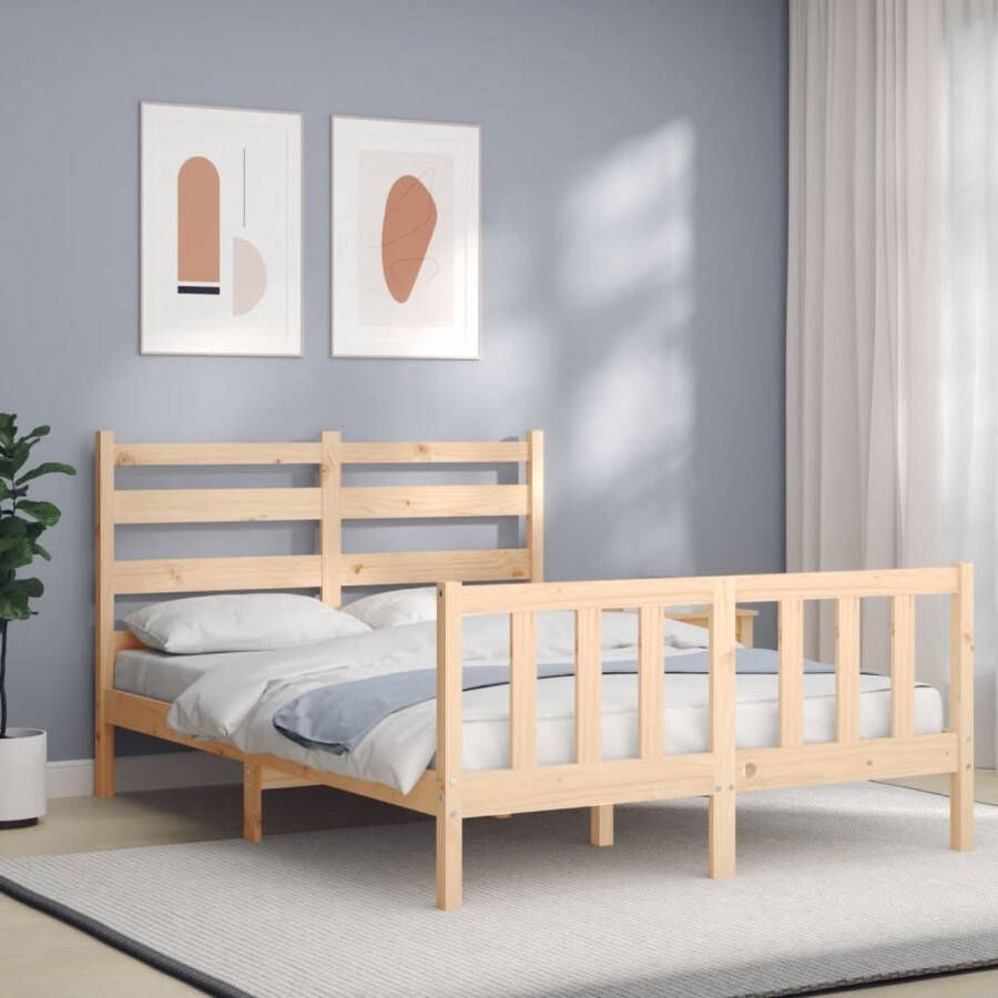 The Living Store Bedframe met hoofdbord massief hout 120x200 cm Bedframe Bedframes Bed Tweepersoonsbed Slaapkamermeubel Houten Bedframe Houten Bed Bedbodem Massief Houten Bedframe Ledikant Bedframe Met Hoofdeinde