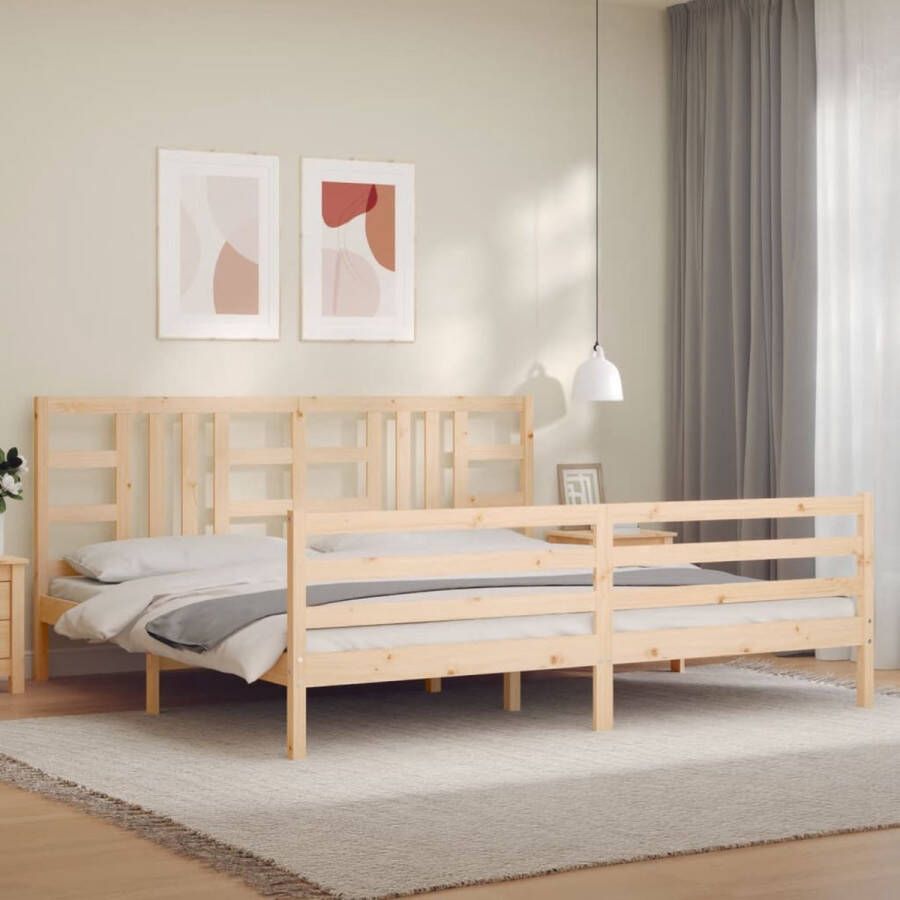 The Living Store Bedframe met hoofdbord massief hout 200x200 cm Bedframe Bedframes Bed Tweepersoonsbed Slaapkamermeubel Houten Bedframe Houten Bed Bedbodem Massief Houten Bedframe Ledikant Bedframe Met Hoofdeinde - Foto 1