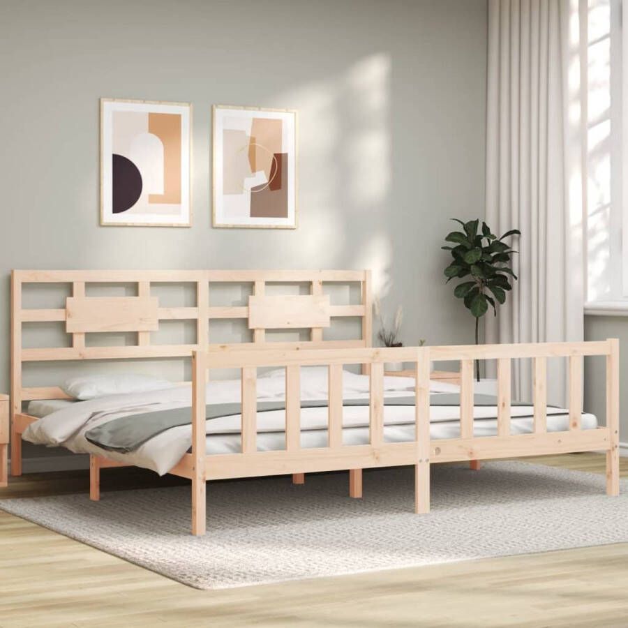 The Living Store Bedframe met hoofdbord massief hout 6 FT Super King Size Bedframe Bedframes Bed Tweepersoonsbed Slaapkamermeubel Houten Bedframe Houten Bed Bedbodem Massief Houten Bedframe Ledikant Bedframe Met Hoofdeinde - Foto 3
