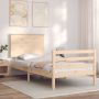 The Living Store Bedframe met hoofdbord massief hout 90x200 cm Bedframe Bedframes Bed Eenpersoonsbed Slaapkamermeubel Houten Bedframe Houten Bed Bedbodem Massief Houten Bedframe Ledikant Bedframe Met Hoofdeinde - Thumbnail 3