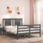 The Living Store Massief Grenenhouten Bedframe Grijs 195.5 x 125.5 x 100 cm Functioneel hoofd- en voeteneinde - Thumbnail 2