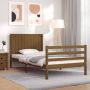 The Living Store Bedframe met hoofdbord massief hout honingbruin 100x200 cm Bedframe Bedframes Bed Eenpersoonsbed Slaapkamermeubel Houten Bedframe Houten Bed Bedbodem Massief Houten Bedframe Ledikant Bedframe Met Hoofdeinde - Thumbnail 1