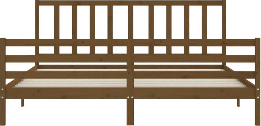 The Living Store Bedframe met hoofdbord massief hout honingbruin 200x200 cm Bedframe Bedframes Bed Tweepersoonsbed Slaapkamermeubel Houten Bedframe Houten Bed Bedbodem Massief Houten Bedframe Ledikant Bedframe Met Hoofdeinde - Foto 5