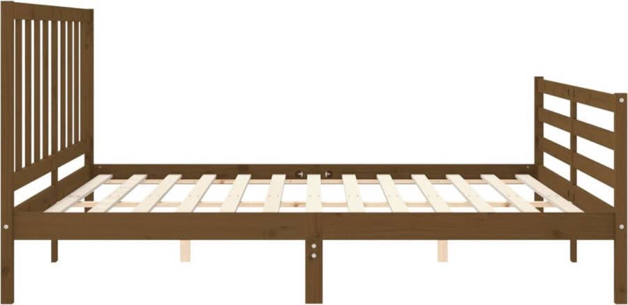 The Living Store Bedframe met hoofdbord massief hout honingbruin 6FT Super King Bed