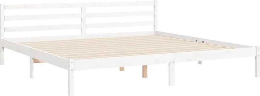 The Living Store Bedframe met hoofdbord massief hout wit 200x200 cm Bedframe Bedframes Bed Tweepersoonsbed Slaapkamermeubel Houten Bedframe Houten Bed Bedbodem Massief Houten Bedframe Ledikant Bedframe Met Hoofdeinde - Foto 3