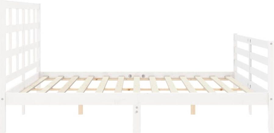 The Living Store Bedframe met hoofdbord massief hout wit 200x200 cm Bed