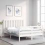 The Living Store Bedframe met hoofdbord massief hout wit 4FT6 Double Bedframe Bedframes Bed Tweepersoonsbed Slaapkamermeubel Houten Bedframe Houten Bed Bedbodem Massief Houten Bedframe Ledikant Bedframe Met Hoofdeinde - Thumbnail 1