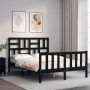 The Living Store Bedframe met hoofdbord massief hout zwart 140x190 cm Bedframe Bedframes Bed Tweepersoonsbed Slaapkamermeubel Houten Bedframe Houten Bed Bedbodem Massief Houten Bedframe Ledikant Bedframe Met Hoofdeinde - Thumbnail 1