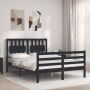 The Living Store Bedframe met hoofdbord massief hout zwart 140x200 cm Bedframe Bedframes Bed Tweepersoonsbed Slaapkamermeubel Houten Bedframe Houten Bed Bedbodem Massief Houten Bedframe Ledikant Bedframe Met Hoofdeinde - Thumbnail 3