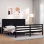 The Living Store Bedframe met hoofdbord massief hout zwart 6FT Super King Bedframe Bedframes Bed Tweepersoonsbed Slaapkamermeubel Houten Bedframe Houten Bed Bedbodem Massief Houten Bedframe Ledikant Bedframe Met Hoofdeinde - Thumbnail 2