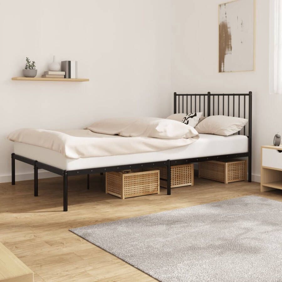 The Living Store Bedframe staal zwart 207 x 125 x 90.5 cm Robuust ontwerp