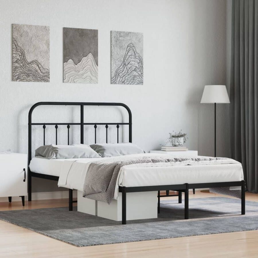 The Living Store Bedframe Klassiek Zwart 207 x 125 x 100 cm Robuust Staal Robuust Bedframe Klassieke Bed Staal Bedframe Zwart Bedframe Met Hoofdbord