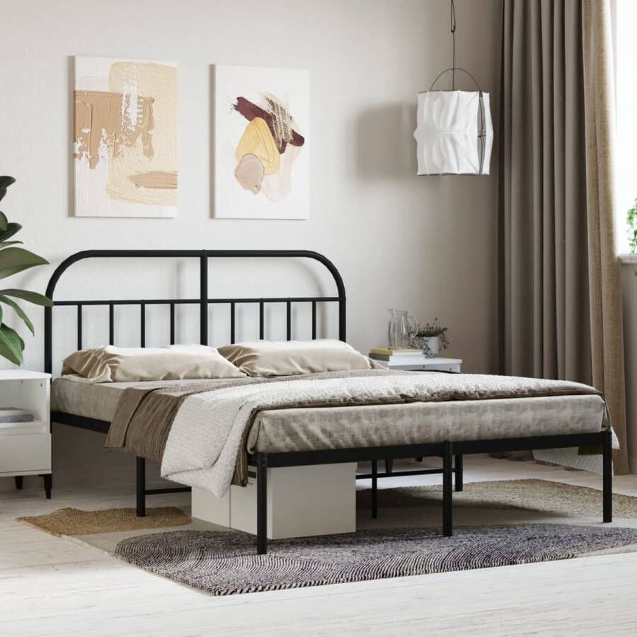 VidaXL The Living Store Bedframe Klassiek Metaal 207 x 156 x 100 cm Zwart - Foto 3