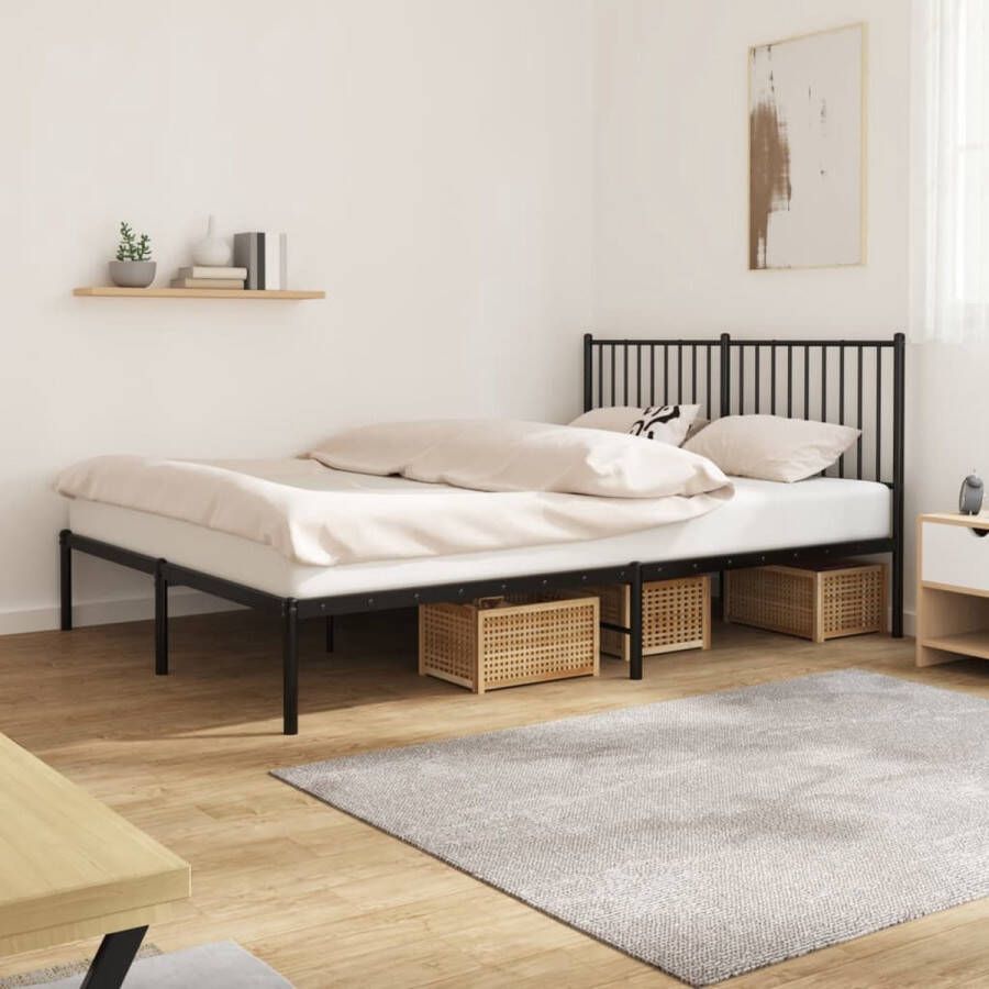 The Living Store Bedframe Classic Metaal 207 x 156 x 90.5 cm Zwart Metalen Bedframe Klassieke Bed Zwart Bedframe Staal Boxspring Bed - Foto 2