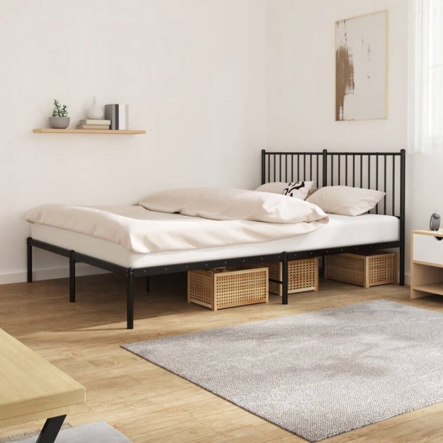 The Living Store Bed Frame Klassiek Metaal Zwart 207x166x90.5 cm Geen Matras Inbegrepen
