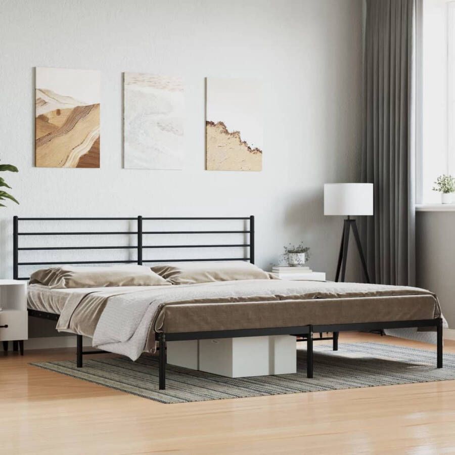 The Living Store Bedframe Klassiek Metaal 207 x 198 x 90 cm Zwart Klassieke Bed Frame Stalen Bedframe Zwart Bedframe Metalen Bedframe Met Opbergruimte - Foto 3
