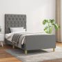 The Living Store Bedframe met hoofdbord stof donkergrijs 80x200 cm Bedframe Met Hoofdeinde Bedframes Met Hoofdeindes Bed Slaapmeubel Ledikant Bedbodem Tweepersoonsbed Bedden Slaapmeubels Slaapmeubelen Slaapmeubilair - Thumbnail 1