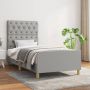 The Living Store Bedframe met hoofdbord stof lichtgrijs 80x200 cm Bedframe Met Hoofdeinde Bedframes Met Hoofdeindes Bed Slaapmeubel Ledikant Bedbodem Tweepersoonsbed Bedden Slaapmeubels Slaapmeubelen Slaapmeubilair - Thumbnail 1