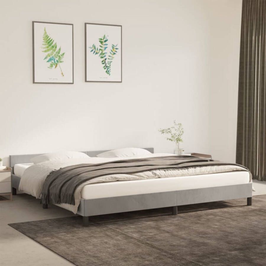 The Living Store Bedframe Fluweel Lichtgrijs 203x206x50 cm (LxBxH) Geschikt voor matras 200x200 cm Stevig en comfortabel Inclusief montagehandleiding