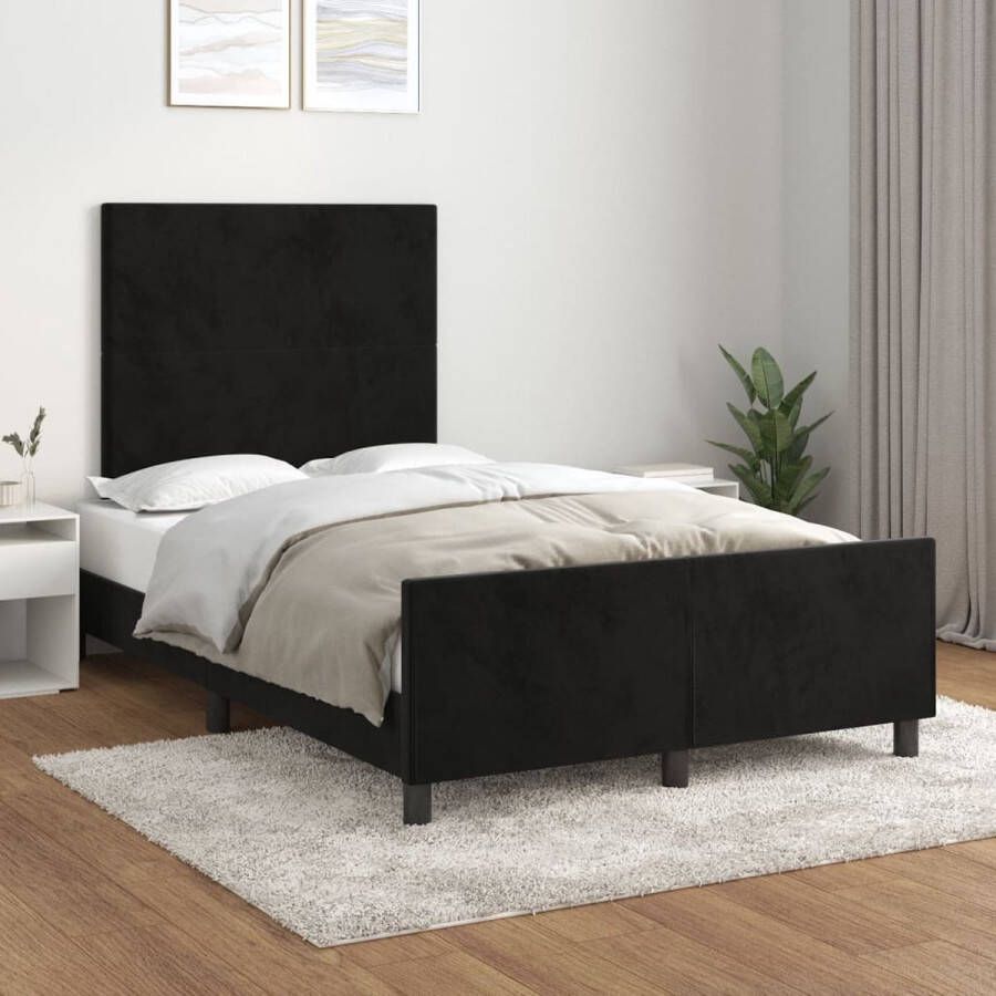 The Living Store Bedframe met hoofdeinde fluweel zwart 120x200 cm Bed