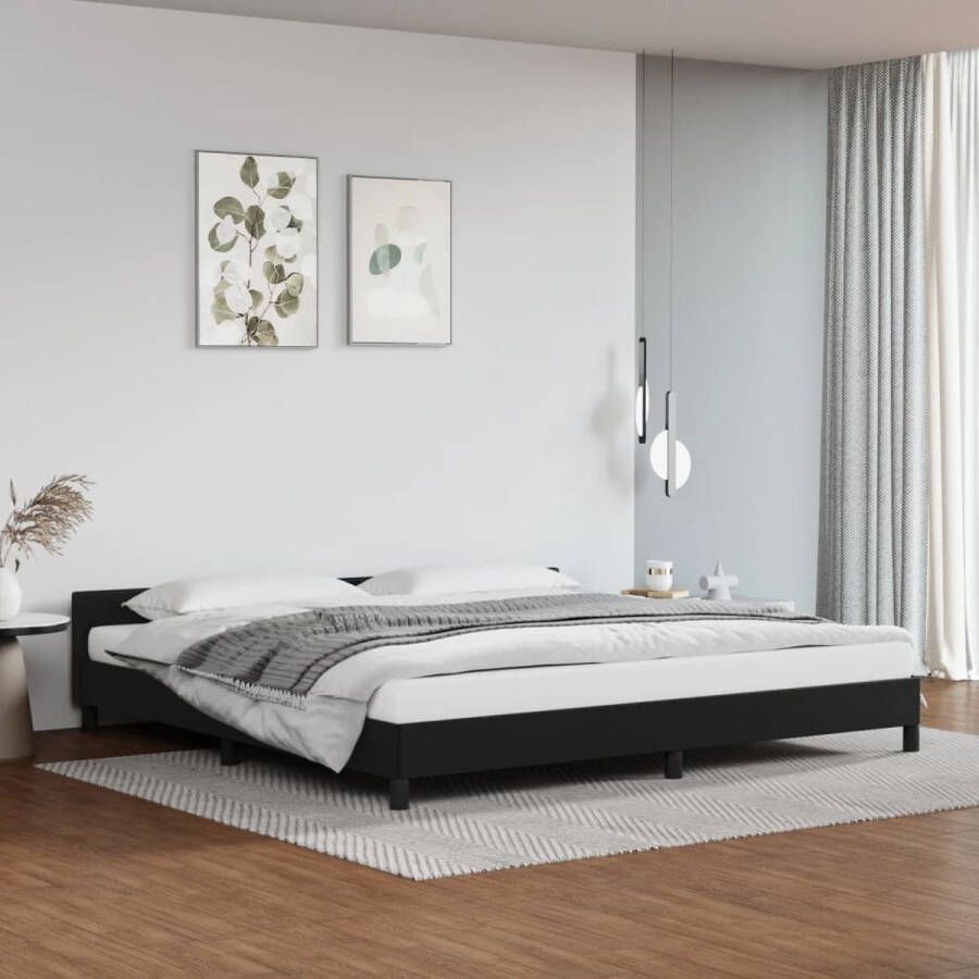 The Living Store Bedframe met hoofdeinde kunstleer zwart 200x200 cm Bedframe Met Hoofdbord Bedframes Met Hoofdborden Bedframe Bed Slaapmeubel Bedbodem Ledikant Eenpersoonsbed Slaapbed Bedframes Bedden