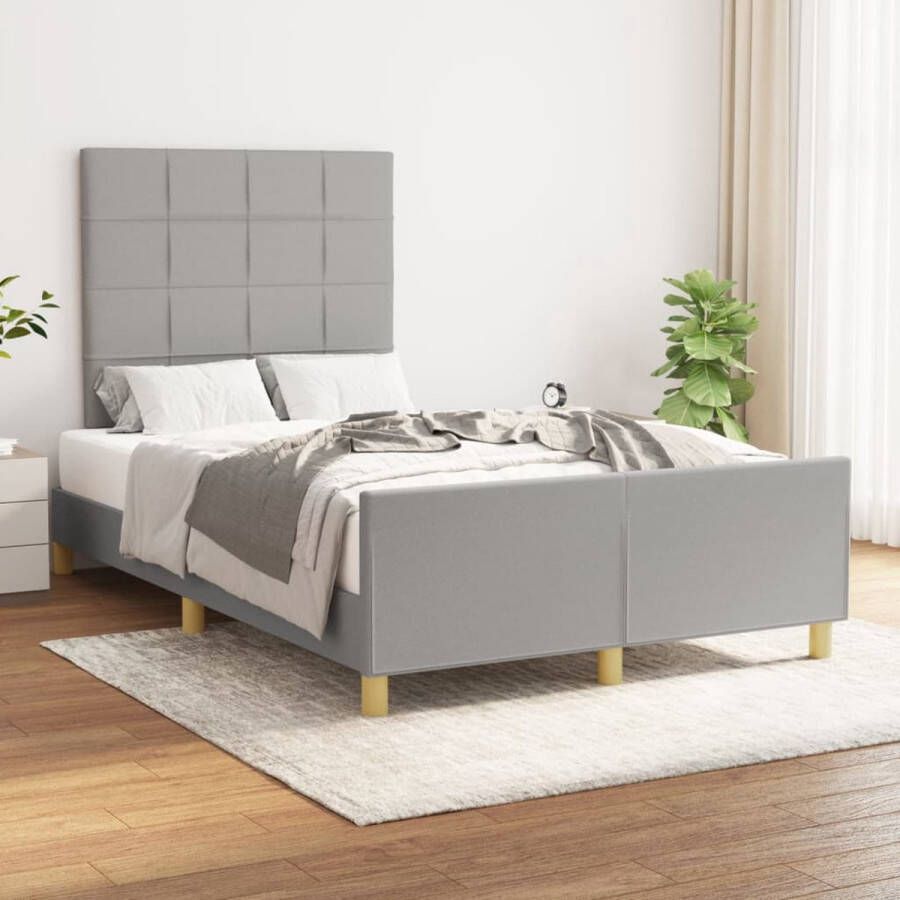 The Living Store bedframe met hoofdeinde lichtgrijs 203 x 126 x 118 128 cm geschikt voor matras 120 x 200 cm verstelbaar hoofdbord stevige poten multiplex lattenbodem comfortabele ondersteuning