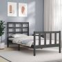 The Living Store Bedframe met hoofdeinde massief hout grijs 90x190 cm Bedframe Bedframes Bed Eenpersoonsbed Slaapkamermeubel Houten Bedframe Houten Bed Bedbodem Massief Houten Bedframe Ledikant Bedframe Met Hoofdeinde - Thumbnail 1