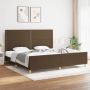 The Living Store Bedframe met hoofdeinde stof donkerbruin 200x200 cm Bedframe Met Hoofdeinde Bedframes Met Hoofdeindes Bed Slaapmeubel Ledikant Bedbodem Tweepersoonsbed Bedden Slaapmeubels Slaapmeubelen Slaapmeubilair - Thumbnail 1