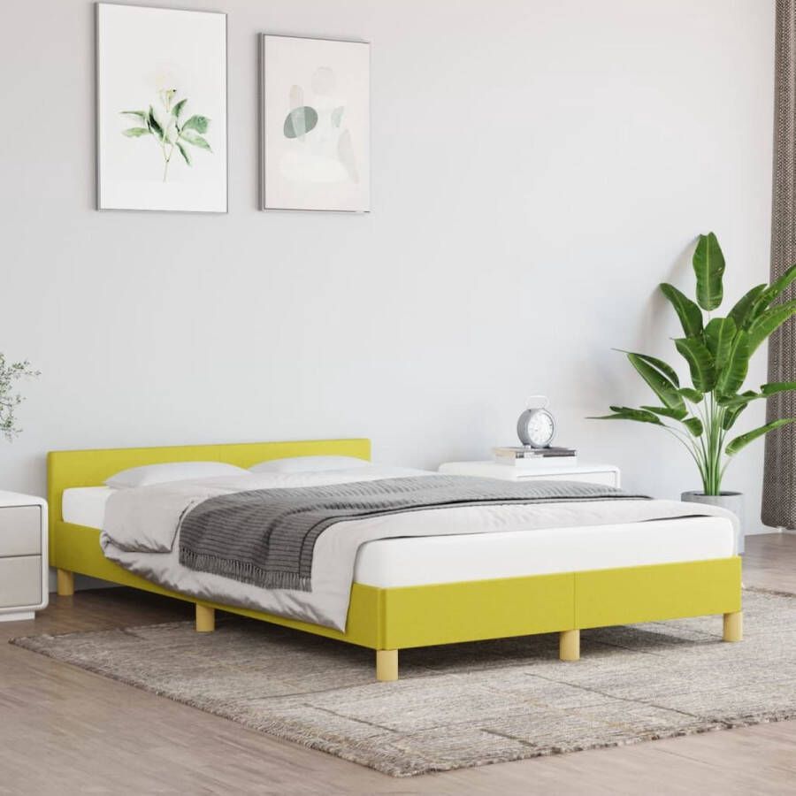 The Living Store Bedframe met hoofdeinde stof groen 120x200 cm Bedframe Met Hoofdeinde Bedframes Met Hoofdeindes Bed Slaapmeubel Ledikant Bedbodem Tweepersoonsbed Bedden Slaapmeubels Slaapmeubelen Slaapmeubilair