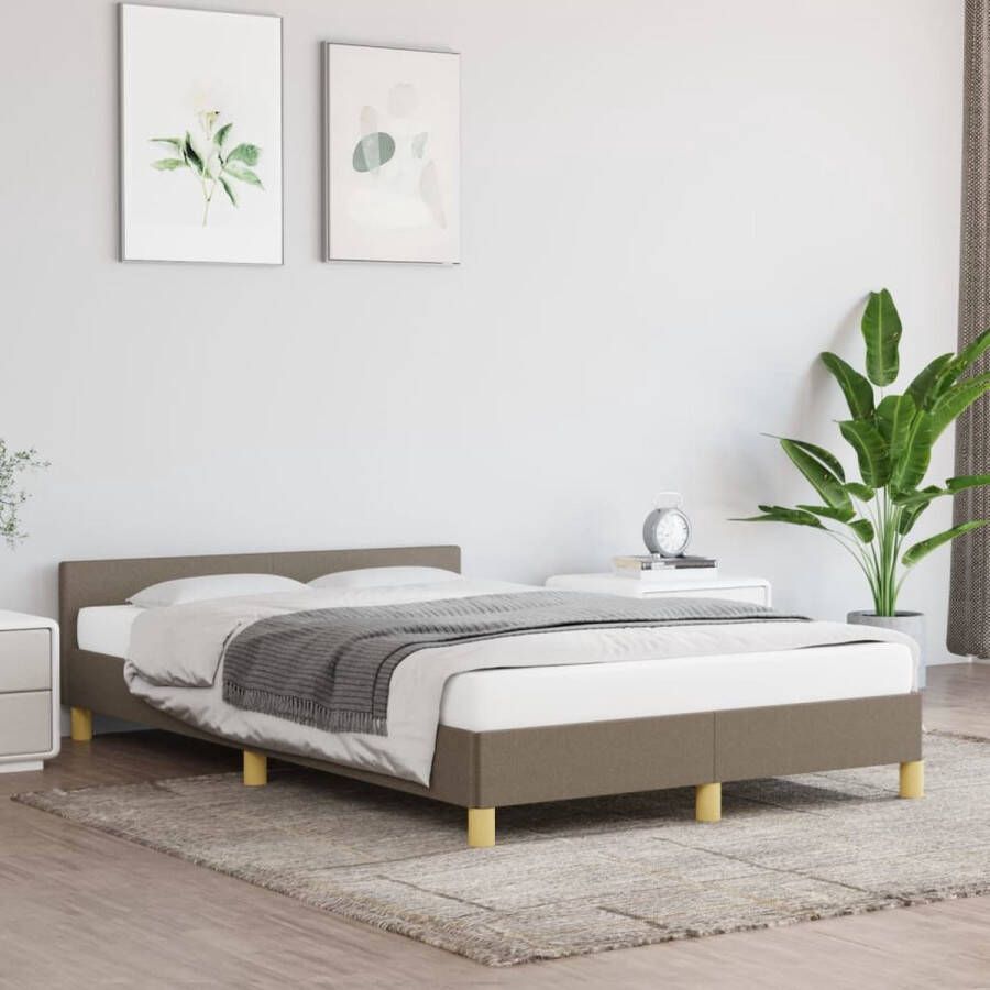 The Living Store Bedframe met hoofdeinde stof taupe 120x200 cm Bed