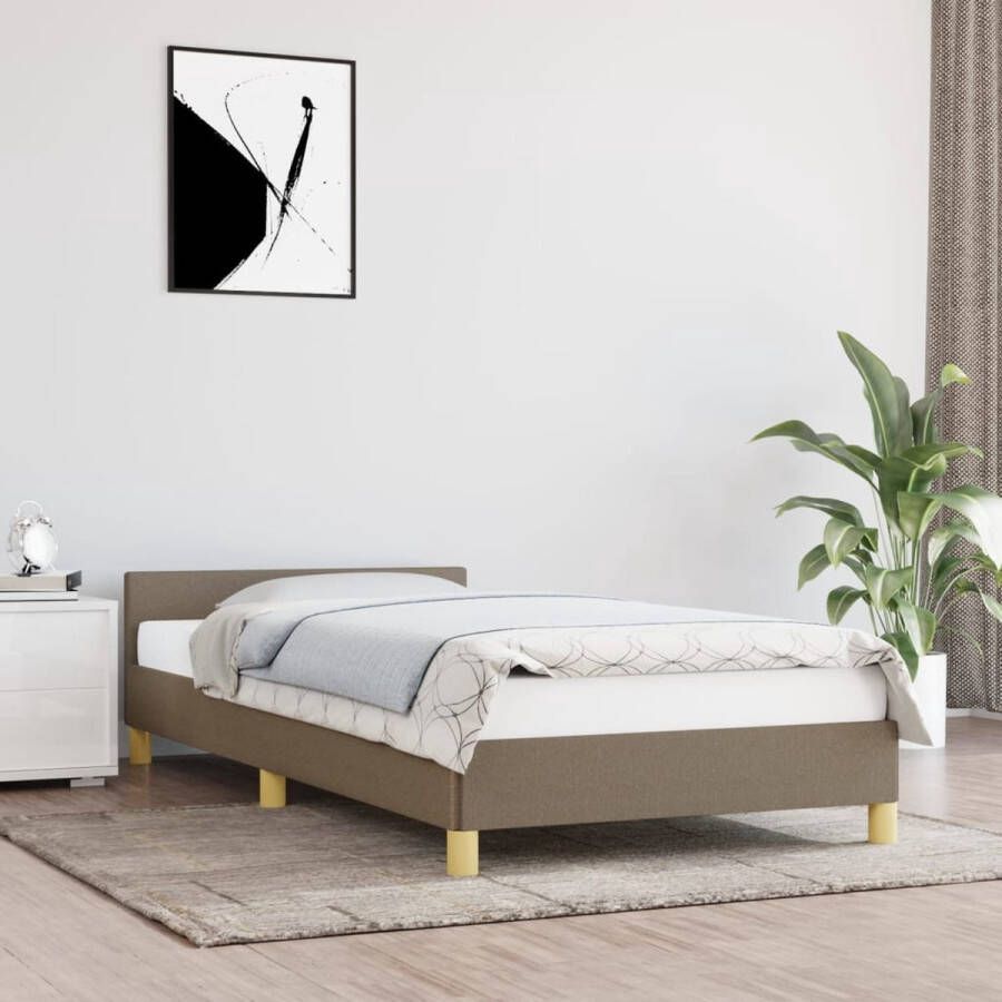 The Living Store Bedframe met hoofdeinde stof taupe 90x190 cm Bedframe Met Hoofdeinde Bedframes Met Hoofdeindes Bed Slaapmeubel Ledikant Bedbodem Tweepersoonsbed Bedden Slaapmeubels Slaapmeubelen Slaapmeubilair