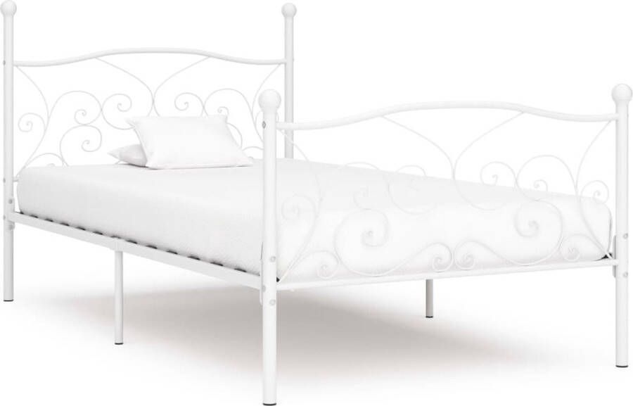 The Living Store Bedframe met lattenbodem metaal wit 100x200 cm Bed