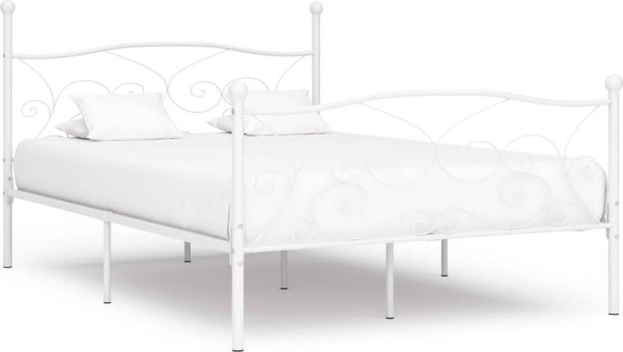 The Living Store Bedframe met lattenbodem metaal wit 160x200 cm Bed