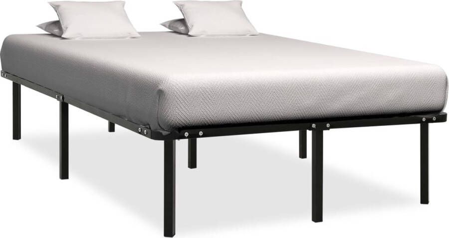 The Living Store Bedframe Met Lattenbodem Zwart Metaal en Populierenhout Afmetingen 200x180x38cm Geschikt voor Matras 180x200cm Montage Vereist