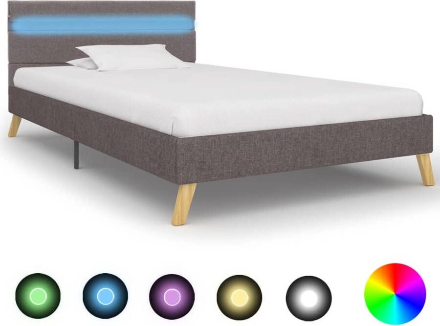 The Living Store Bed Lichtgrijs Hoogwaardig Gestoffeerd 211x105x75cm MDF-Multiplex- Populierenhout Poten 200x100cm LED-strip 100cm 5V 4W