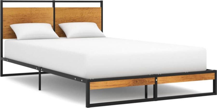 The Living Store Bedframe Metaal Zwart 208x124x82.5 cm Matras niet inbegrepen Metalen Bedframe Slaapcomfort Design Bed Tweepersoons Bed Boxspring Bed