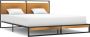 The Living Store Bedframe s Metalen 208.5 x 166 x 90 cm (L x B x H) Zwart Massief Eikenhout Gepoedercoat Metaal en MDF Geschikt voor 160 x 200 cm Matras Montage vereist - Thumbnail 1