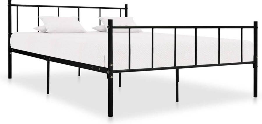 The Living Store Bedframe Metaal 206.4 x 185.2 x 80 cm Zwart Metalen Bed Frame Boxspring Bed King Size Bed Tweepersoonsbed Zwarte Bedbank