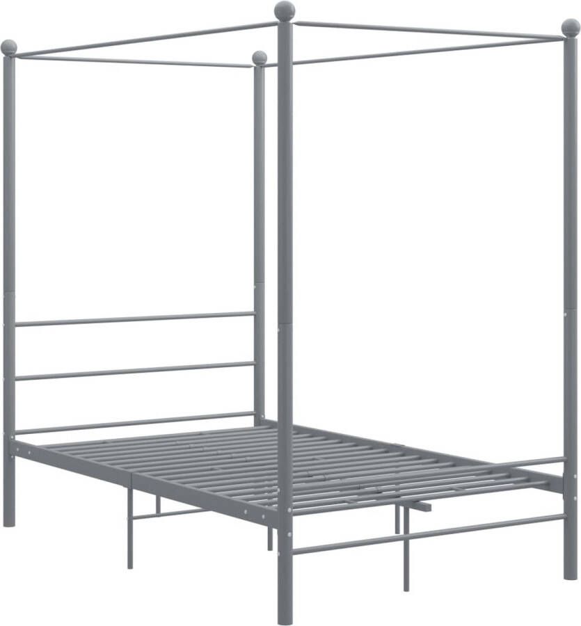 The Living Store Hemelbedframe metaal grijs 140x200 cm Bedframe Bed Frame Bed Frames Bed Bedden Metalen Bedframe Metalen Bedframes 2-persoonsbed 2