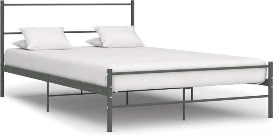 The Living Store Bedframe metaal grijs 120x200 cm Bedframe Bedframes Tweepersoonsbed Tweepersoonsbedden Bed Bedden Slaapkamermeubel Slaapkamermeubelen Slaapkamermeubels Slaapkamermeubilair